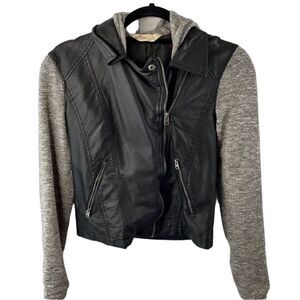 🧥 Hollister Faux Leather Jacket with Sweatshirt Sleeves - Size XS